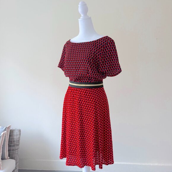 Anthropologie Maeve Amici Bunny Rabbit Print Dress size 6 - Picture 1 of 10
